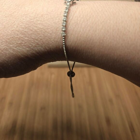 Pull toggle bracelet silver and cubic zircon  flower design - Picture 6 of 8